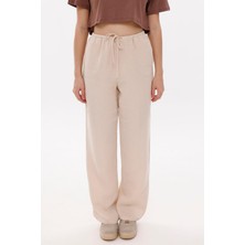 La Pante Beli Lastikli Bağcıklı Müslin Turuncu Pantolon