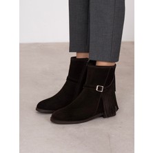 Ece'nin Butiği Nastia Kahve Süet Hakiki Deri Kadın Bot