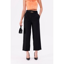 La Pante Önden Pileli Siyah Kadın Pantolon