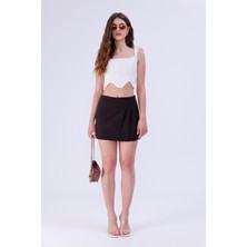 La Pante Yan Pileli Şort Etek