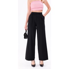 La Pante Kadın Pantolon Kumaş Pantolon Palazzo Pantolon Siyah Kadın Pantolon Yandan Fermuarlı Geniş Paça