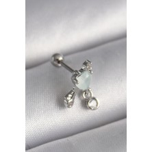 Ayder Timya 316L Çelik Gümüş Renk Beyaz Minelik Kalp Sallantı Zirkon Taş Detay Tragus Piercing (Timya/1395) 205424