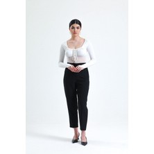 La Pante Siyah Yüksek Bel Havuç Model Kadın Pantolon