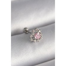 Ayder Timya 316L Çelik Gümüş Renk Zirkon Taşlı Kalp Tragus Piercing (Timya/1395) 205425