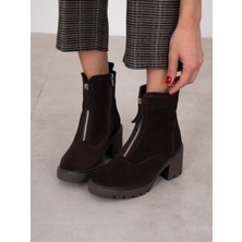 Ece'nin Butiği Kristina Kahve Süet Hakiki Deri Kadın Bot