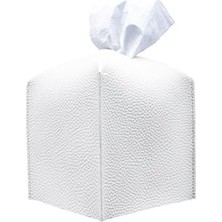 x Spring Modern Pu Deri Peçete Kutusu Kapağı, Basit Düz Renk Tutucu Kare Peçete Çantası, Banyo, Ofis, Araba, Açık Çadır, Yemek Masası Için Ideal, 13 x 13 x 13 Cm, Beyaz