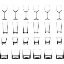 24 Parça Meşrubat Bardak Seti Şarap-Rakı-Shot-Viski 8695413654124AYBABA