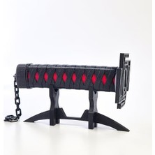 Açılır Kapanır Siyah Kırmızı Katana – Dekoratif Tarzı Oyuncak Kılıç, Koleksiyonluk Samuray Kılıcı, Gerçekçi Görünüm, Stand Dahil, 90 cm