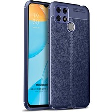 A15S Için Kılıf Deri Dokulu Silikon Lacivert [A15S ile Uyumlu Kılıf - Lacivert]