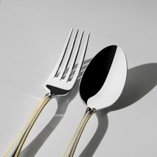 > Altın Sade 12 Kişilik 60 Parça Çatal Kaşık Takımı