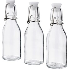 3 Adet Cam-Vakumlu Su Şişesi 15 cl Sos-Yağ Şişesi
