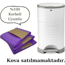 Budibu Korbell 16L Uyumlu Kirli Bebek Bezi Çöp Poşeti | Yerli Üretim | 3 Paket | 1500 Adet Bez Kapasiteli | Lavanta Kokulu