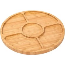 360° Dönebilen 34 cm Bambu Ahşap Pizza, Peynirebilen ve Sunum Tepsisi – Çok Amaçlı Döner Servis Tahtası, Çerezlik & Sunumluk, Şık ve Dayanıklı Ahşap Sunum Ürünü (Bölmeli)