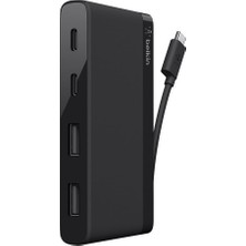 Bağlı Usb-C Kablolu Usb-C 4 Bağlantı Noktalı Usb-C Dizüstü Bilgisayarlar Için Usb-C Hub, Siyah