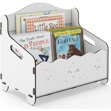 Monte Bank Kitaplık Dergilik Çocuk Odası Ahşap Mdf Bebek Kitaplığı Mini Çocuk Kitaplığı (Beyaz)