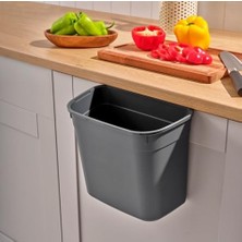 7 Litre Dolap Kapağına Takılabilir Kapaklı Askılı Çöp Kovası, Plastik, Mutfak ve Banyo Için Pratik Atık Toplama Çözümü, Uzun Ömürlü ve Kolay Temizlenebilir (Gri)