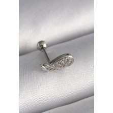 Ayder Timya 316L Çelik Gümüş Renk Zirkon Taşlı Kanat Tragus Piercing (Timya/1395) 205459