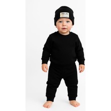 Noveram Bebek 3 Iplik Eşofman Takımı 9-12-18-24 Ay | Hello Baskılı Sweatshirt & Alt Takım & Bere