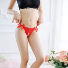 Çamaşır Kenti Secret  Fantezi Kırmızı Seksi Fiyonklu Kadın String – Fantezi Tanga BC0038-1