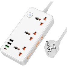 Najmaddin Hoco AC8A 2500W 3 Priz + 3 USB + 30W Type-C Multifonksiyonel Priz Çoğaltıcı Şar - NJ001P-4GD4B