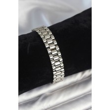 Ayder Timya 316L Çelik Gümüş Renk 12 mm Kalınlık Erkek Bileklik (Timya/1395) 195594