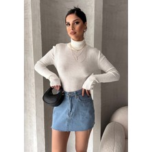 Triko Boğazlı Parmak Gecirmeli Kazak