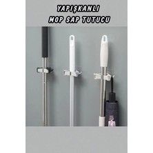 Manosta ( 2 Adet ) Yapışkanlı Pratik Mop Temizlik Fırçası Tutucu - Mop Tutucu Duvar Askısı – Güçlü Tutuşlu