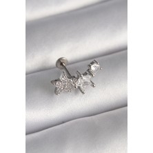 Ayder Timya 316L Çelik Gümüş Renk Zirkon Taşlı Yıldız Model Tragus Piercing (Timya/1395) 205513