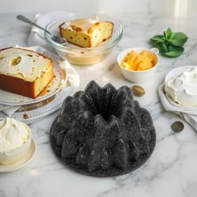 Thermo Döküm Gövdeli Kek Kalıbı 24CM, Dilimli ve Döküm, Siyah Granit Benekli Pişirme Kabı, Çıkarma, Dayanıklı Alaşım