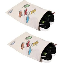 Büzgülü Ham Bez Ayakkabı Torbası 30X40 Cm. 2 Adet (Ayakkabı Baskılı)