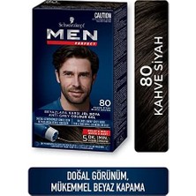 Schwarzkopf Men Perfect 80 ml Kahve Siyah Yarı Kalıcı Saç Boyası Erkekler İçin Doğal Görünümlü Renk