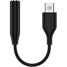 Type-C Için 3.5mm Aux, Kulaklık ve Mikrofon Siyah, Telefonlar ile Uyumlu