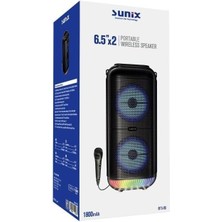 1800 Mah 6,5"x2 Mikrofonlu LED Işıklı Hoparlör Bts-95
