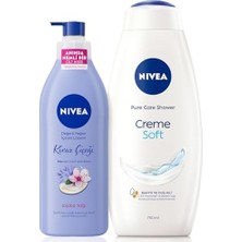Nivea Creme Soft Kremsi Dokunuş Duş Jeli 750ML ve Değerli Yağlar Içeren Nemlendirici Vücut Losyonu 400ML