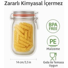4'lü Kilitli Saklama Poşeti, Kavanoz Görünümlü | 500 ml | Gıda Saklama, Baharat, Kurabiye, Makarna, Atıştırmalık Için Uygun | Pe Malzeme | Zararlı Kimyasal Içermez