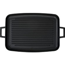 Döküm Grill Tepsi, Izgara Yüzeyli, Metal Kulplu, 31X42CM