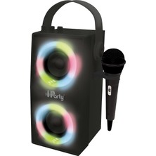 Ipparty Hoparlör - Taşınabilir Mikrofon Hoparlörü, Karaoke, Işık Efektleri, Kablosuz, Usb, Sd Kart, Şarj Edilebilir Pil, Siyah, BTP180BKZ, Tek Boyut