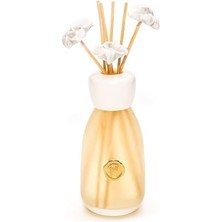 Missi 230 ml Ekru Seramik Çiçek Taş Çubuklu Beyaz Sabun Oda/banyo Kokusu