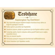 1000 Ayar Gümüş Kazaz Püsküllü Küre Kesim Kaplangözü Doğaltaş Tesbih (M-2)