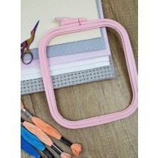 Pembe Küçük (No:2) Plastik Kare Nakış Kasnağı, Çapraz Dikiş Çemberleri, Zımba Iğne Halkası, Kendin Yap El Işi Dikiş, Abs Plastik Nakış Çemberleri