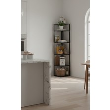 Ayz Ela 5 Raflı Metal Köşe Kitaplık Rafı Dekoratif Aksesuar Rafı 180 cm