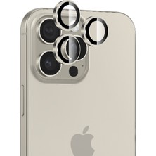 Bix iPhone 15 / 15 Pro Max Safir Lens Koruyucu 3D Kamera Camı 9h Premium Lens Kapağı Doğal Titanyum