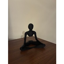 Odamdan Modern Siyah Yoga Figürü Biblosu - Özel Fuzzy Dokulu Dekoratif Obje (15 Cm)