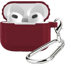 Labs 3 Uyumlu Rubber Silicone Kancalı Yumuşak Silikon Kılıf 3 Uyumlu Kulaklık Kılıfı (Bordo)