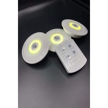 Wellhise H3 Cob Uzaktan Kumandalı Üçlü Spot Lamba Pilli Dolap Altı Spot Günışığı