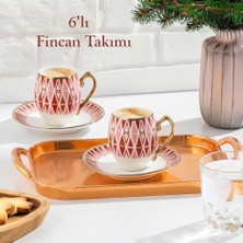 Mariposa Altın Yaldızlı 6 Kişilik Fincan Seti 12 Parça Türk Kahvesi Takımı Kahve Fincanı