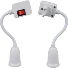 1 Adet Oynar Başlıklı Akrobatik Fişli Açma Kapama Anahtarlı Prize Takılan E27 Ampul Duy, Gece Lambası, 180 Derece Bükülebilir