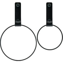 Deri Havlu Askısı, Ikili Metal Kulplu Havlu Askısı - Siyah