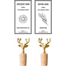 2 Adet Geyik Figür Mantarlı Tıpa ve 2 Adet Yağdanlık