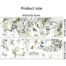 Duvar Çıkartması, 2 Adet Yeşil Bitki Duvar Çıkartması, 30 x 90 cm Kelebek Duvar Kağıdı, Çocuk Odası Bebek Odası Oturma Odası Ofis ve Sınıflar Için Yapıştır Çıkar Duvar Dekoru